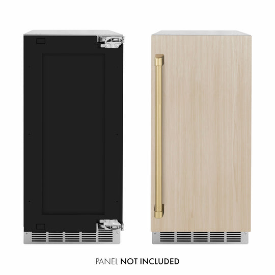 ZLINE Autograph Edition 15 in. Touchstone Nugget Ice Maker with Drain Pump and Panel-Ready Door with Champagne Bronze Handle (INGDPZ-15-CB)
