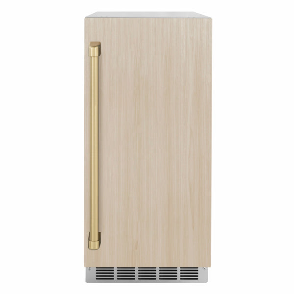 ZLINE Autograph Edition 15 in. Touchstone Nugget Ice Maker with Drain Pump and Panel-Ready Door with Champagne Bronze Handle (INGDPZ-15-CB)