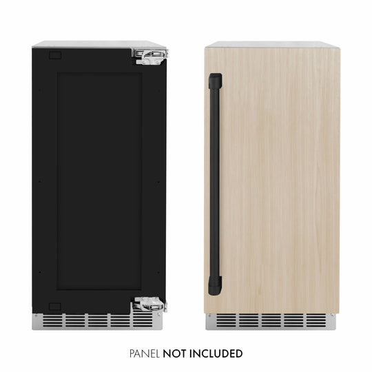 ZLINE Autograph Edition 15 in. Touchstone Nugget Ice Maker with Drain Pump and Panel-Ready Door with Matte Black Handle (INGDPZ-15-MB)