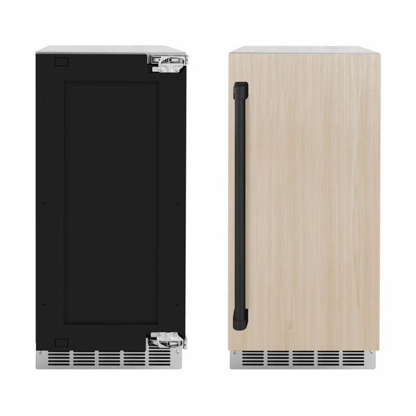 ZLINE Autograph Edition 15 in. Touchstone Nugget Ice Maker with Drain Pump and Panel-Ready Door with Matte Black Handle (INGDPZ-15-MB)