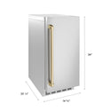 ZLINE Autograph Edition 15 in. Touchstone Nugget Ice Maker with Drain Pump and Solid Stainless Steel Door with Champagne Bronze Handle (INGDZ-ST-15-CB)