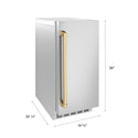 ZLINE Autograph Edition 15 in. Touchstone Nugget Ice Maker with Drain Pump and Solid Stainless Steel Door with Polished Gold Handle (INGDZ-ST-15-G)