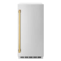 ZLINE Autograph Edition 15 in. Touchstone Nugget Ice Maker with Drain Pump and Solid Stainless Steel Door with Polished Gold Handle (INGDZ-ST-15-G)