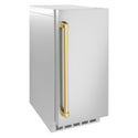 ZLINE Autograph Edition 15 in. Touchstone Nugget Ice Maker with Drain Pump and Solid Stainless Steel Door with Polished Gold Handle (INGDZ-ST-15-G)