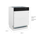 ZLINE 24 in. Tallac Series 3rd Rack Tall Tub Dishwasher with Stainless Steel Tub, 51dBa, Open Box-Good Condition dimensional diagram.