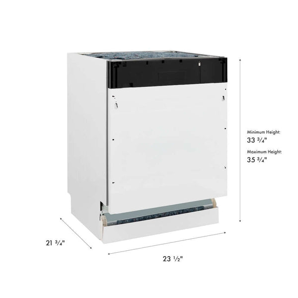 ZLINE 24 in. Tallac Series 3rd Rack Tall Tub Dishwasher with Stainless Steel Tub, 51dBa, Open Box-Good Condition dimensional diagram.
