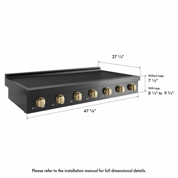 ZLINE Autograph Edition 48 in. Paramount Induction Rangetop with 7 Element Cooktop in Black Stainless Steel and Champagne Bronze Accents (SINRTBZ-48-CB)