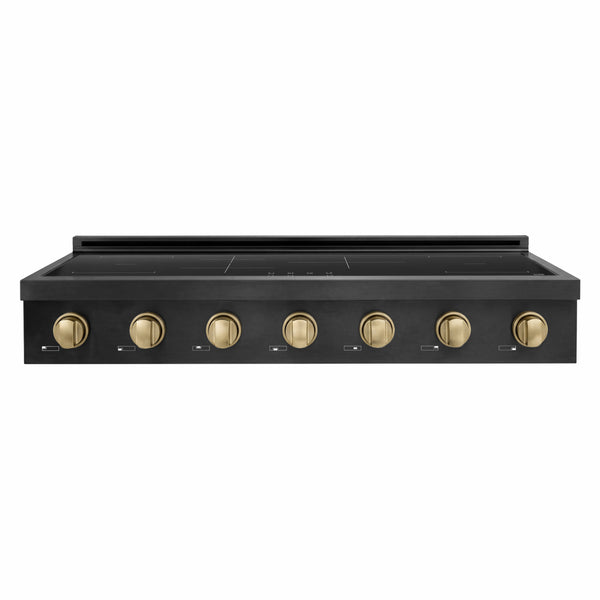 ZLINE Autograph Edition 48 in. Paramount Induction Rangetop with 7 Element Cooktop in Black Stainless Steel and Champagne Bronze Accents (SINRTBZ-48-CB)