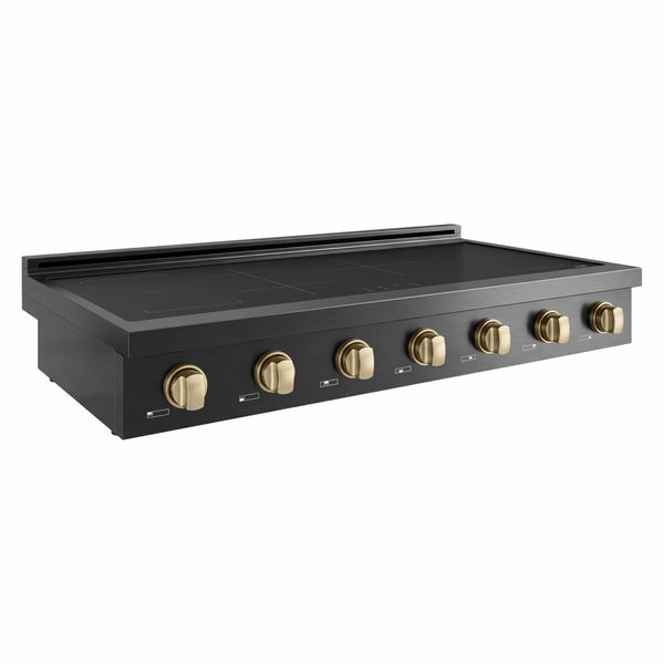 ZLINE Autograph Edition 48 in. Paramount Induction Rangetop with 7 Element Cooktop in Black Stainless Steel and Champagne Bronze Accents (SINRTBZ-48-CB)