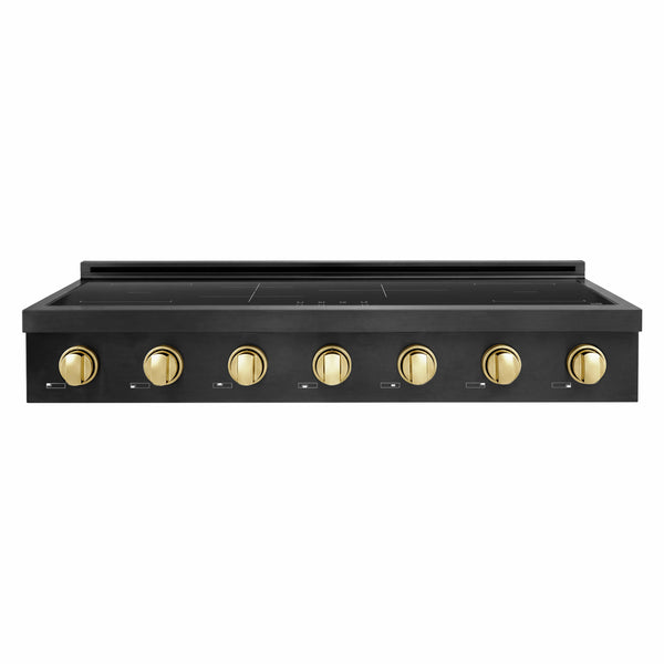ZLINE Autograph Edition 48 in. Paramount Induction Rangetop with 7 Element Cooktop in Black Stainless Steel and Polished Gold Accents (SINRTBZ-48-G)