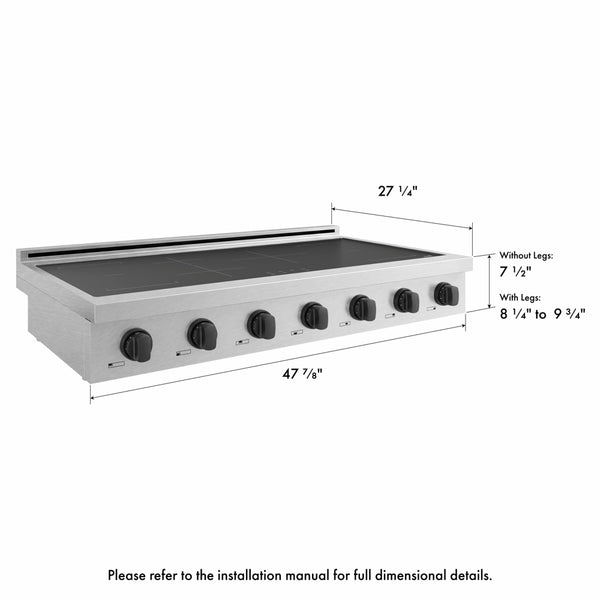 ZLINE Autograph Edition 48 in. Paramount Induction Rangetop with 7 Element Cooktop in Satin Stainless Steel and Matte Black Accents (SINRTSZ-48-MB)