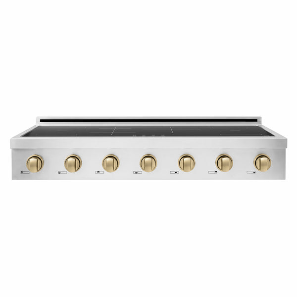 ZLINE Autograph Edition 48 in. Paramount Induction Rangetop with 7 Element Cooktop in Stainless Steel and Champagne Bronze Accents (SINRTZ-48-CB)