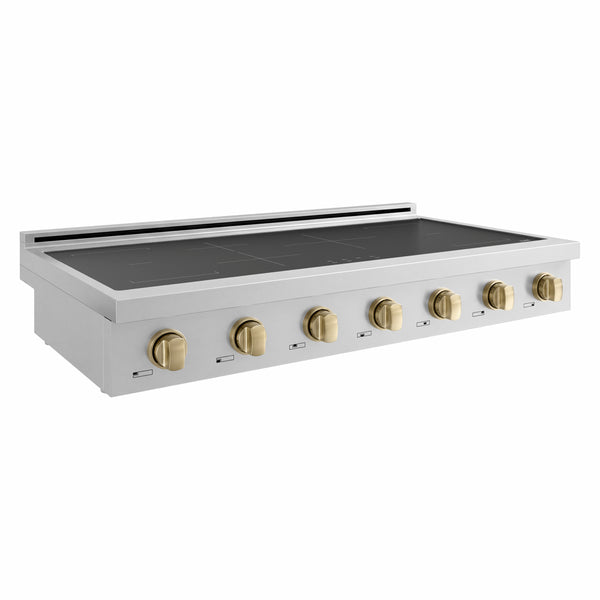 ZLINE Autograph Edition 48 in. Paramount Induction Rangetop with 7 Element Cooktop in Stainless Steel and Champagne Bronze Accents (SINRTZ-48-CB)