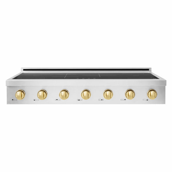 ZLINE Autograph Edition 48 in. Paramount Induction Rangetop with 7 Element Cooktop in Stainless Steel and Polished Gold Accents (SINRTZ-48-G)