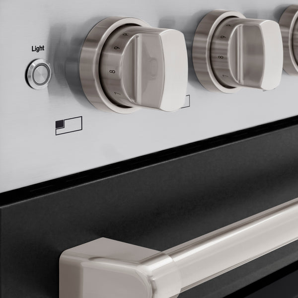 ZLINE 48 in. 6.7 cu. ft. Paramount Induction Range with 7 Element Cooktop and Dual Ovens in Satin Stainless Steel with Black Matte Doors (SINRS-BLM-48)