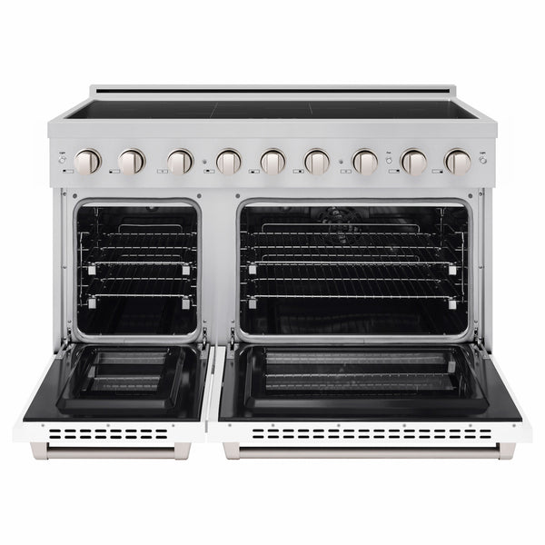 ZLINE 48 in. 6.7 cu. ft. Paramount Induction Range with 7 Element Cooktop and Dual Ovens in Stainless Steel with White Matte Doors (SINR-WM-48)
