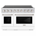 ZLINE 48 in. 6.7 cu. ft. Paramount Induction Range with 7 Element Cooktop and Dual Ovens in Stainless Steel with White Matte Doors (SINR-WM-48)