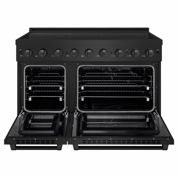 ZLINE 48 in. 6.7 cu. ft. Paramount Induction Range with 7 Element Cooktop and Dual Ovens in Black Stainless Steel (SINRB-48)