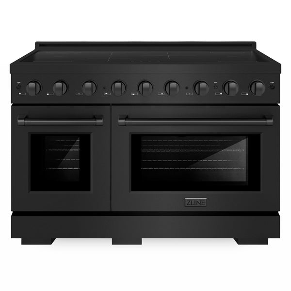 ZLINE 48 in. 6.7 cu. ft. Paramount Induction Range with 7 Element Cooktop and Dual Ovens in Black Stainless Steel (SINRB-48)