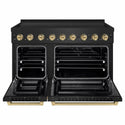 ZLINE Autograph Edition 48 in. 6.7 cu. ft. Paramount Induction Range with 7 Element Cooktop and Dual Ovens in Black Stainless Steel with Champagne Bronze Accents (SINRBZ-48-CB)