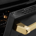 ZLINE Autograph Edition 48 in. 6.7 cu. ft. Paramount Induction Range with 7 Element Cooktop and Dual Ovens in Black Stainless Steel with Polished Gold Helix Handles and Knob Accents (SINRBZ-48-KG)