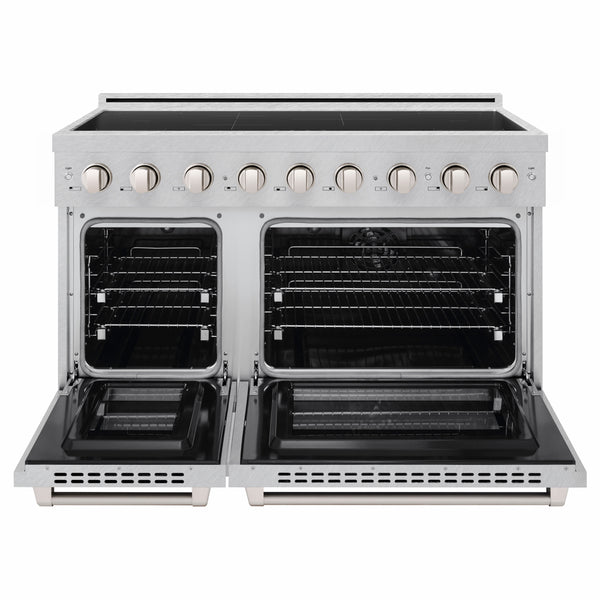 ZLINE 48 in. 6.7 cu. ft. Paramount Induction Range with 7 Element Cooktop and Dual Ovens in Satin Stainless Steel (SINRS-48)