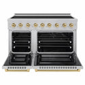 ZLINE Autograph Edition 48 in. 6.7 cu. ft. Paramount Induction Range with 7 Element Cooktop and Dual Ovens in Satin Stainless Steel with Champagne Bronze Accents (SINRSZ-48-CB)