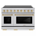 ZLINE Autograph Edition 48 in. 6.7 cu. ft. Paramount Induction Range with 7 Element Cooktop and Dual Ovens in Satin Stainless Steel with Champagne Bronze Accents (SINRSZ-48-CB)