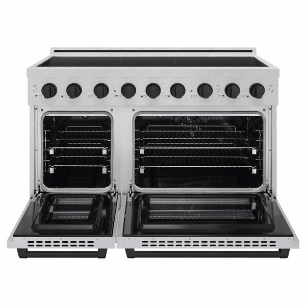 ZLINE Autograph Edition 48 in. 6.7 cu. ft. Paramount Induction Range with 7 Element Cooktop and Dual Ovens in Satin Stainless Steel with Matte Black Accents (SINRSZ-48-MB)