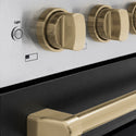 ZLINE Autograph Edition 48 in. 6.7 cu. ft. Paramount Induction Range with 7 Element Cooktop and Dual Ovens in Satin Stainless Steel with Black Matte Doors and Champagne Bronze Accents (SINRSZ-BLM48-CB)