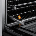 ZLINE Autograph Edition 48 in. 6.7 cu. ft. Paramount Induction Range with 7 Element Cooktop and Dual Ovens in Satin Stainless Steel with Black Matte Doors and Champagne Bronze Accents (SINRSZ-BLM48-CB)