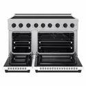 ZLINE Autograph Edition 48 in. 6.7 cu. ft. Paramount Induction Range with 7 Element Cooktop and Dual Ovens in Satin Stainless Steel with White Matte Doors and Matte Black Accents (SINRSZ-WM-48-MB)