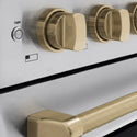 ZLINE Autograph Edition 48 in. 6.7 cu. ft. Paramount Induction Range with 7 Element Cooktop and Dual Ovens in Stainless Steel with Champagne Bronze Helix Handles and Knob Accents (SINRZ-48-KCB)