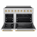 ZLINE Autograph Edition 48 in. 6.7 cu. ft. Paramount Induction Range with 7 Element Cooktop and Dual Ovens in Stainless Steel with Champagne Bronze Helix Handles and Knob Accents (SINRZ-48-KCB)