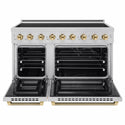 ZLINE Autograph Edition 48 in. 6.7 cu. ft. Paramount Induction Range with 7 Element Cooktop and Dual Ovens in Stainless Steel with Polished Gold Helix Handles and Knob Accents (SINRZ-48-KG)