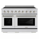 ZLINE Autograph Edition 48 in. 6.7 cu. ft. Paramount Induction Range with 7 Element Cooktop and Dual Ovens in Stainless Steel with Polished Nickel Helix Handles and Knob Accents (SINRZ-48-KPN)