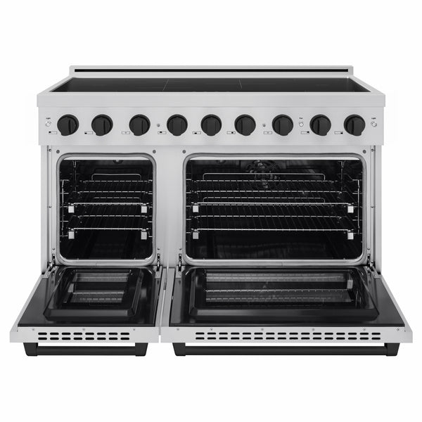 ZLINE Autograph Edition 48 in. 6.7 cu. ft. Paramount Induction Range with 7 Element Cooktop and Dual Ovens in Stainless Steel with Matte Black Accents (SINRZ-48-MB)