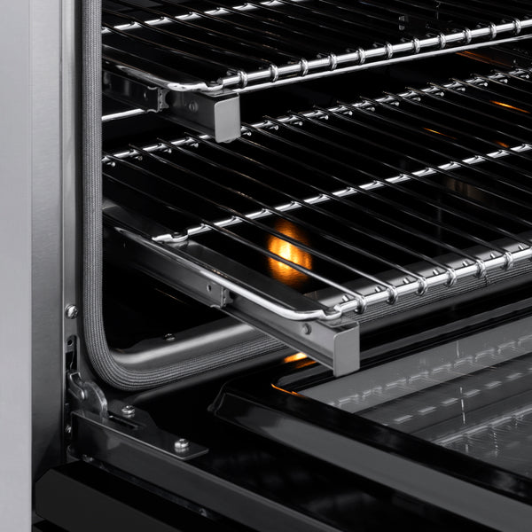 ZLINE Autograph Edition 48 in. 6.7 cu. ft. Paramount Induction Range with 7 Element Cooktop and Dual Ovens in Stainless Steel with Black Matte Doors and Champagne Bronze Accents (SINRZ-BLM-48-CB)