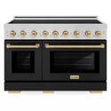 ZLINE Autograph Edition 48 in. 6.7 cu. ft. Paramount Induction Range with 7 Element Cooktop and Dual Ovens in Stainless Steel with Black Matte Doors and Champagne Bronze Accents (SINRZ-BLM-48-CB)
