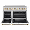 ZLINE Autograph Edition 48 in. 6.7 cu. ft. Paramount Induction Range with 7 Element Cooktop and Dual Ovens in Stainless Steel with White Matte Doors and Polished Gold Accents (SINRZ-WM-48-G)