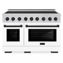 ZLINE Autograph Edition 48 in. 6.7 cu. ft. Paramount Induction Range with 7 Element Cooktop and Dual Ovens in Stainless Steel with White Matte Doors and Matte Black Accents (SINRZ-WM-48-MB)