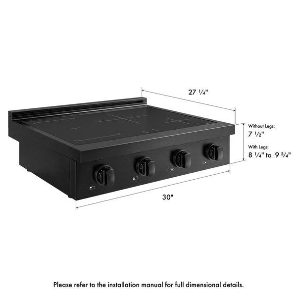 ZLINE 30 in. Paramount Induction Rangetop with 4 Element Cooktop in Black Stainless Steel (SINRTB-30)
