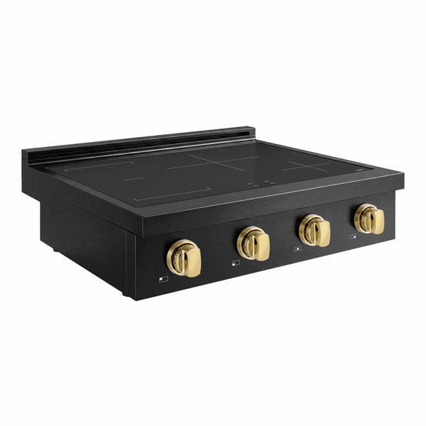 ZLINE Autograph Edition 30 in. Paramount Induction Rangetop with 4 Element Cooktop in Black Stainless Steel and Polished Gold Accents (SINRTBZ-30-G)