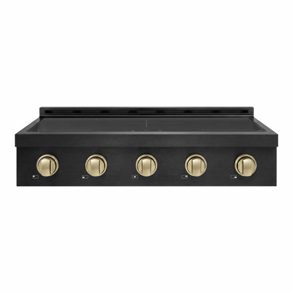 ZLINE Autograph Edition 36 in. Paramount Induction Rangetop with 5 Element Cooktop in Black Stainless Steel and Champagne Bronze Accents (SINRTBZ-36-CB)