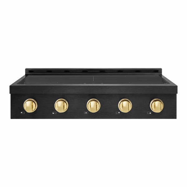 ZLINE Autograph Edition 36 in. Paramount Induction Rangetop with 5 Element Cooktop in Black Stainless Steel and Polished Gold Accents (SINRTBZ-36-G)