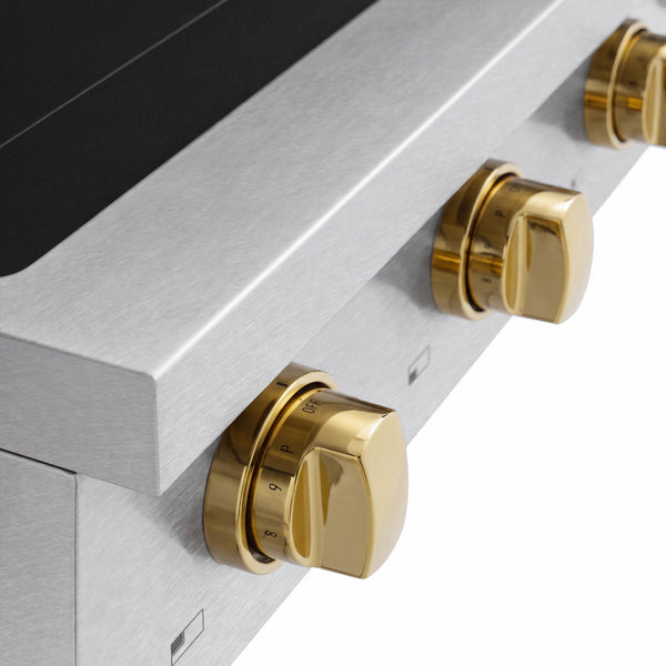 ZLINE Autograph Edition 30 in. Paramount Induction Rangetop with 4 Element Cooktop in Satin Stainless Steel and Polished Gold Accents (SINRTSZ-30-G)