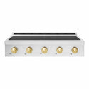 ZLINE Autograph Edition 36 in. Paramount Induction Rangetop with 5 Element Cooktop in Satin Stainless Steel and Polished Gold Accents (SINRTSZ-36-G)