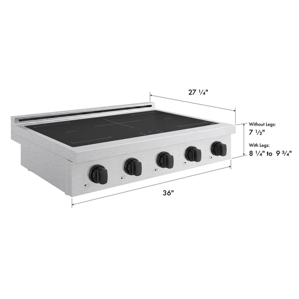 ZLINE Autograph Edition 36 in. Paramount Induction Rangetop with 5 Element Cooktop in Satin Stainless Steel and Matte Black Accents (SINRTSZ-36-MB)