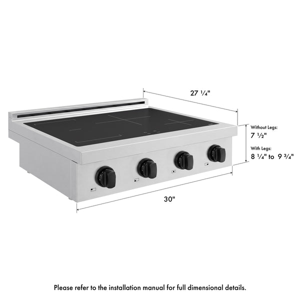 ZLINE Autograph Edition 30 in. Paramount Induction Rangetop with 4 Element Cooktop in Stainless Steel and Matte Black Accents (SINRTZ-30-MB)