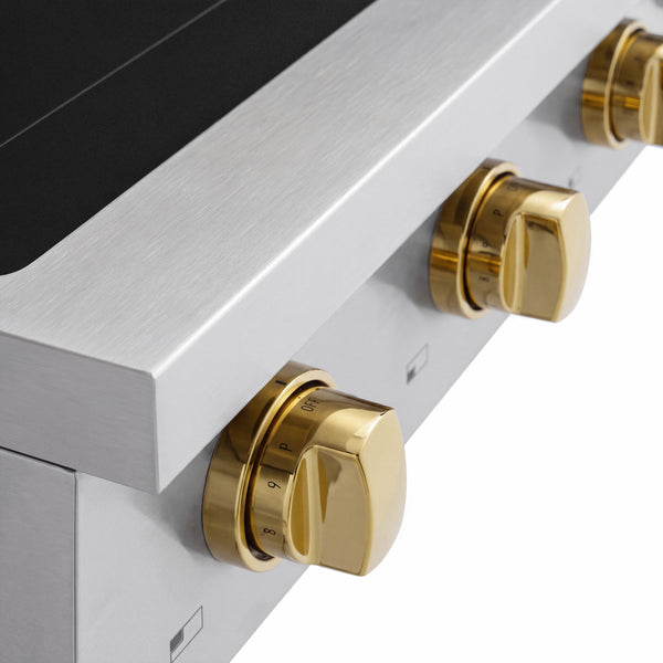ZLINE Autograph Edition 36 in. Paramount Induction Rangetop with 5 Element Cooktop in Stainless Steel and Polished Gold Accents (SINRTZ-36-G)